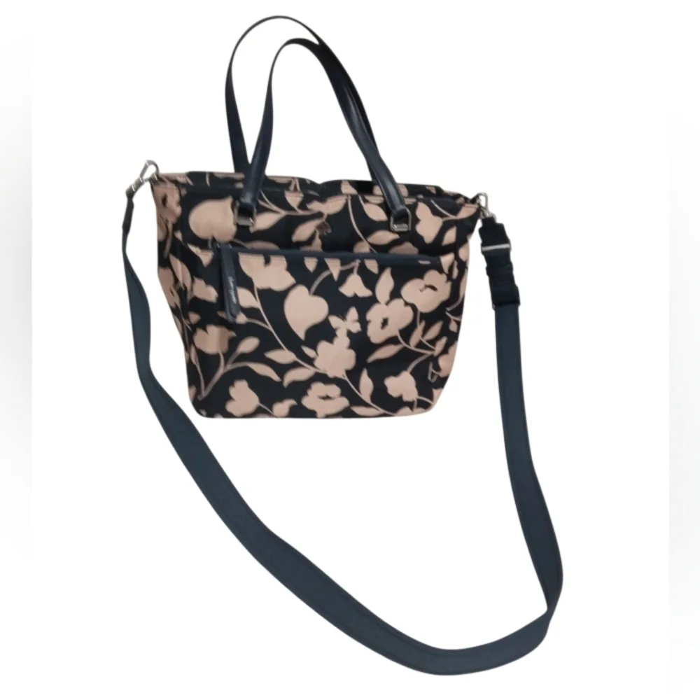 Kate Spade Jae Garden Nylon Leather Trim Floral Bag Top Handle & Crossbody Strap